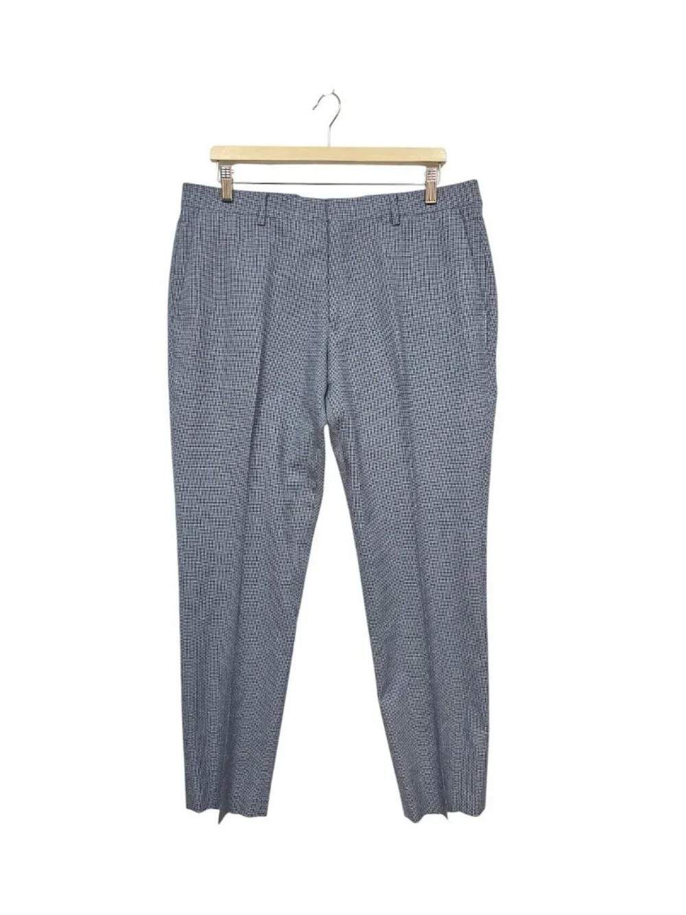 J. Crew Ludlow Slim Fit Suit Pants  Italian Wool Silk Sz 35x32 Blue Houndstooth